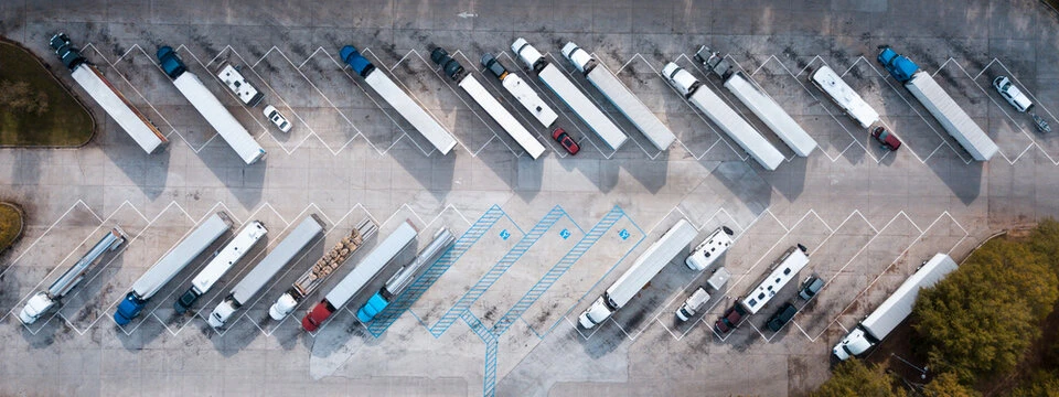 Stock photo of a truck parking lot
